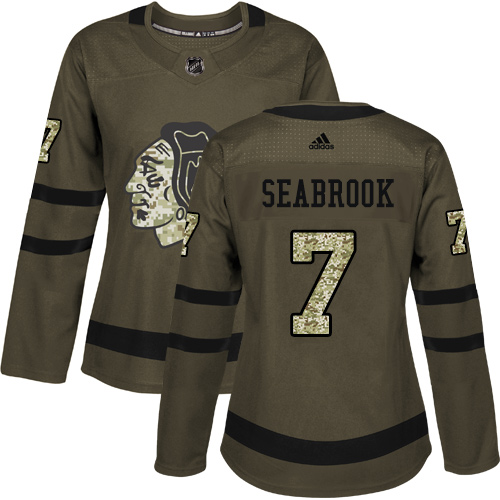 Adidas Blackhawks #7 Brent Seabrook Green Salute to Service Women's Stitched NHL Jersey
